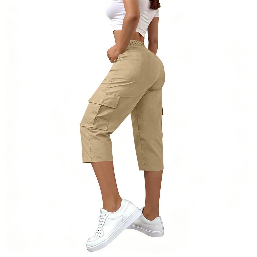 Damen Cargo-Caprihose Mit Taschen Leicht Schnelltrocknend Reise Wandern Sommerhose Für Freizeit