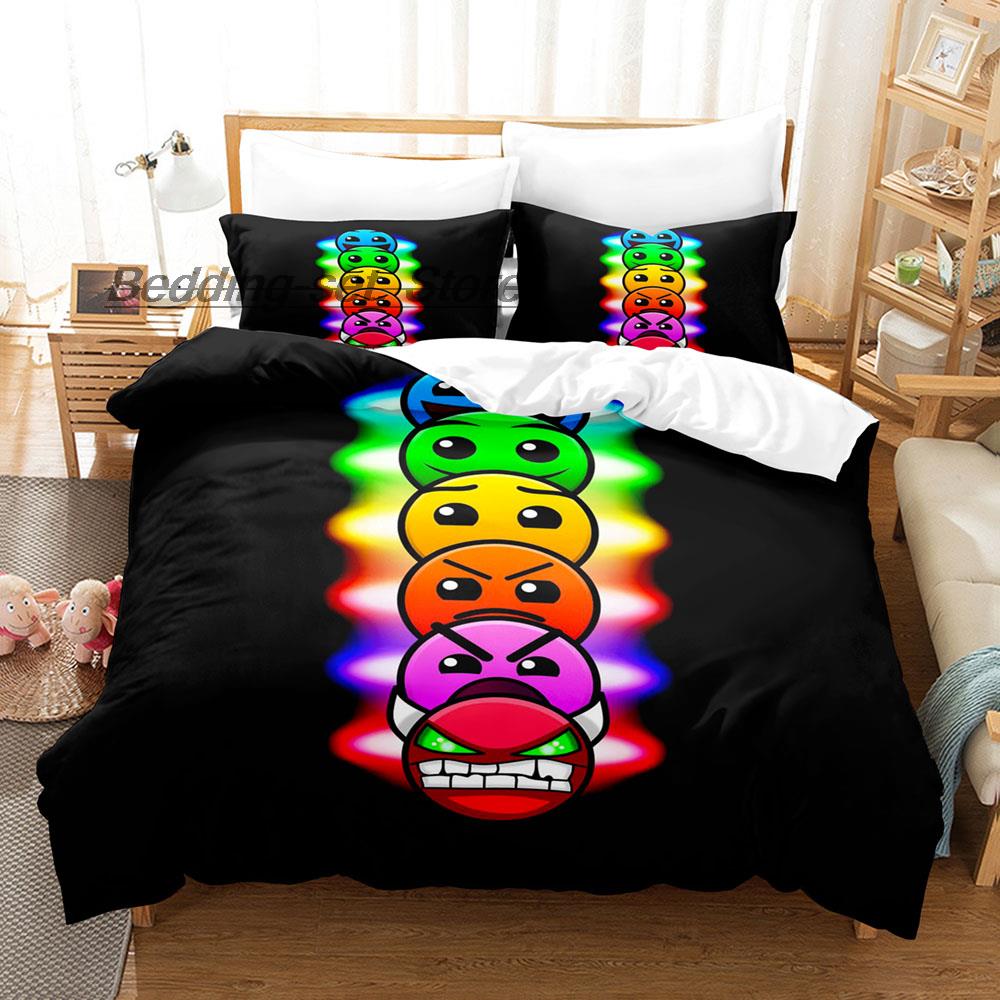 Hip Hop Angry Geometry Dash Bettwäsche Set Einzel Twin Voll Königin King Size Bett Set Spiel Schlafzimmer Bettbezug Sets Anime Bett