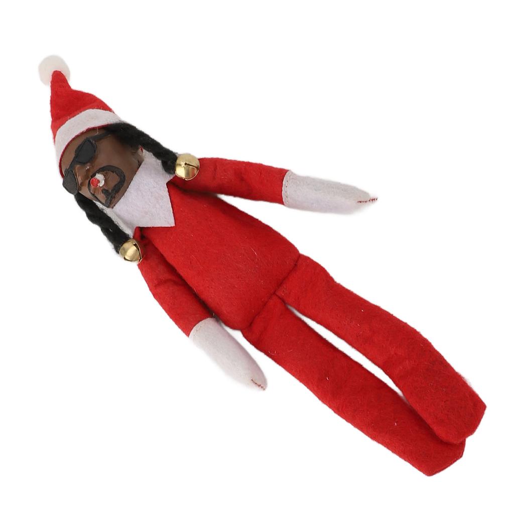 Bambola Elfo Nero di Natale Resina Feltro Giocattolo Bambola Hip Hop Ornamento Natalizio per Casa Festa Portico