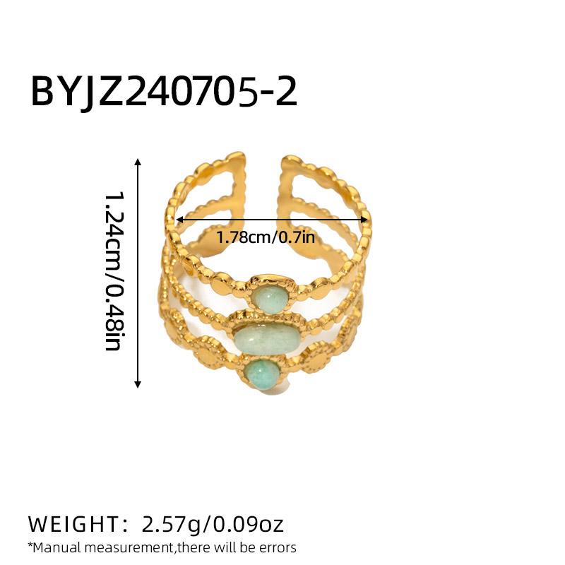 Moda Aço Inoxidável Pedra Natural Turquesa Verde Malaquita Anel Mulheres Boêmio Estiloso Grande Joia de Verão Para Ela Presente 2026