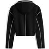 Calvin Klein Reflective Stripe Letter Print Hooded Pullover Sweatshirt Women Tops Space-Black 4WF3W325-001