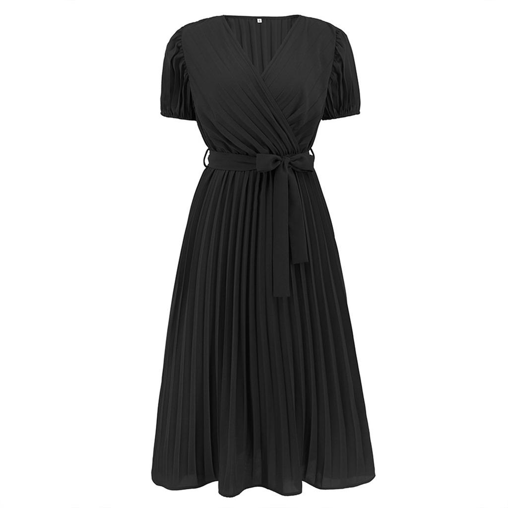 Women's V Neck Short Sleeve Patchwork Cake Dress Casual Dress Commuting Dress