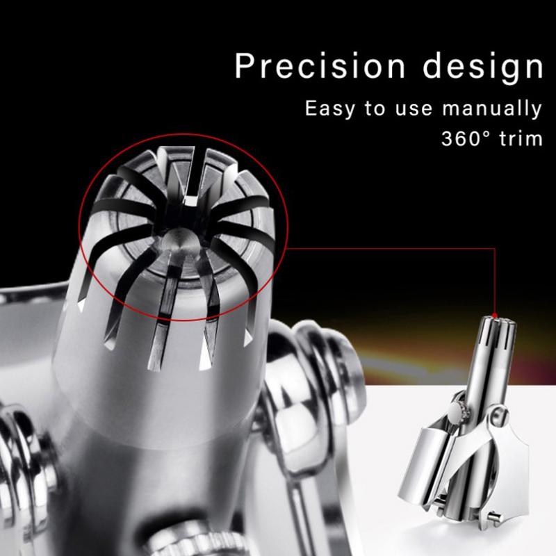 Nose Hair Trimmer Cleaner For Men Women Stainless Steel Manual Mechanical Shaving Razor Washable  Hair Removal Tools With Brush