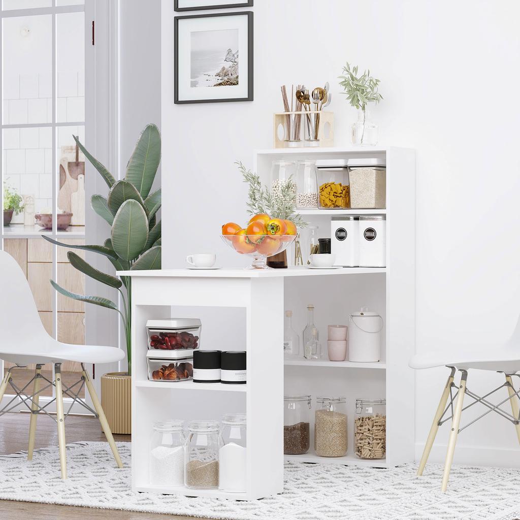 Desk Office Table Computer Desk, 2 Shelves, 5 Shelf Boards, 120 cm x 55 cm x 120 cm, White