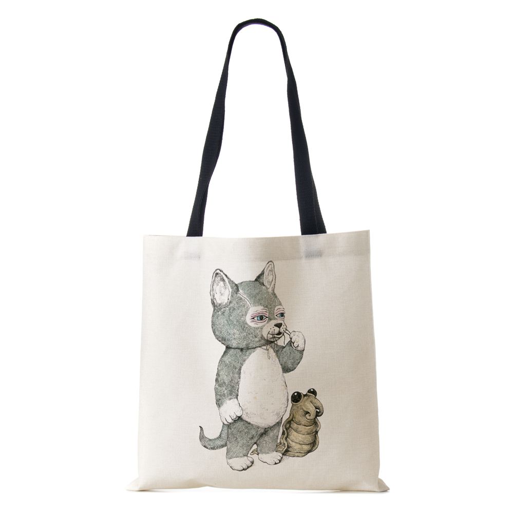 Women Canvas Shoulder Bag Shopper Bear Harajuku Casual Handbag Kawaii Eco Reused Large Capacity Travel  Tote Books Bag CLE