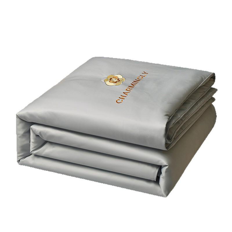Luxurious Ice Silk Summer Quilt Set - Machine Washable, Air Conditioning Friendly, Double Size, Lightweight and Breathable.
