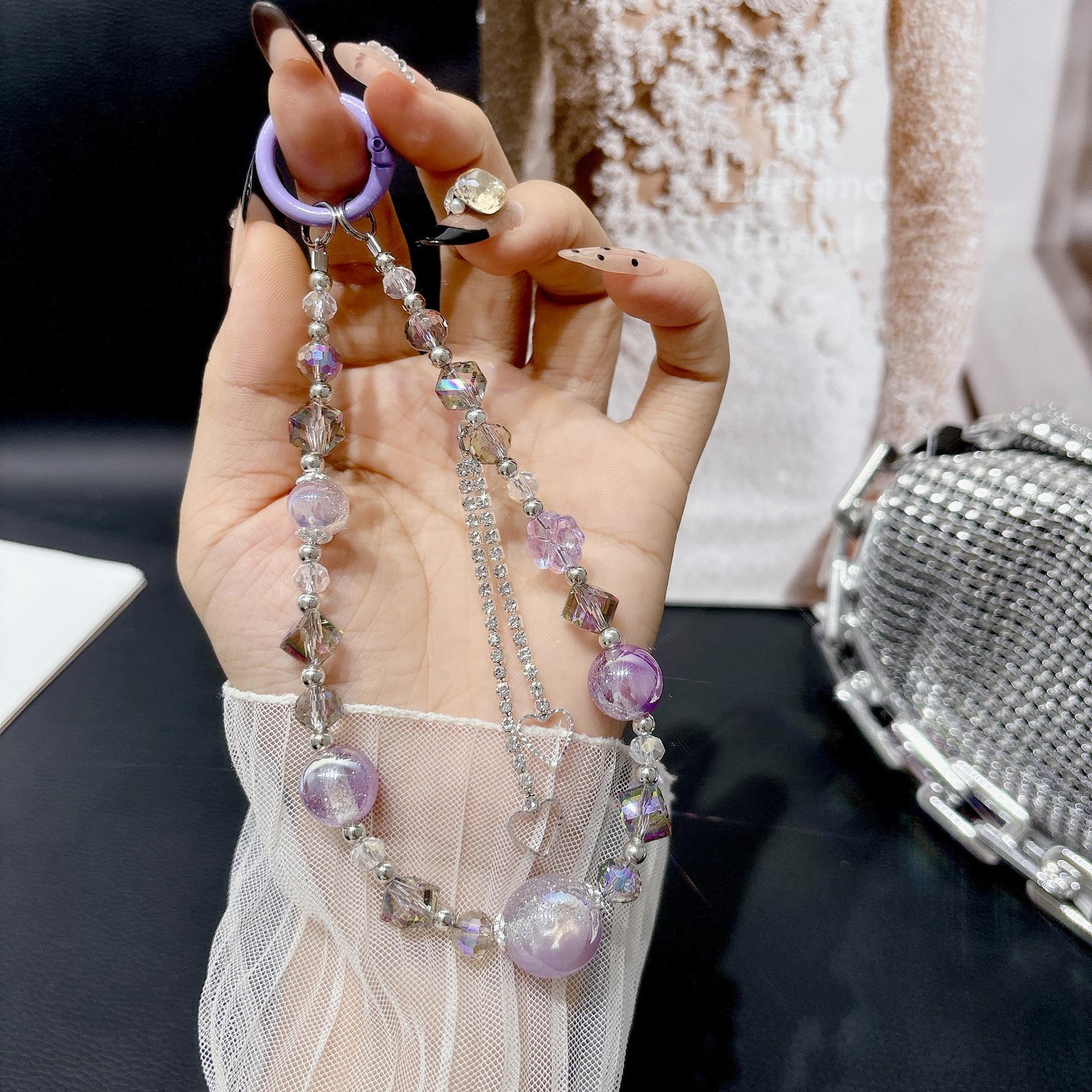 Luxury Crystal Four-Leaf Clover Phone Lanyard: Handmade Beaded Wrist Chain and Case Holder