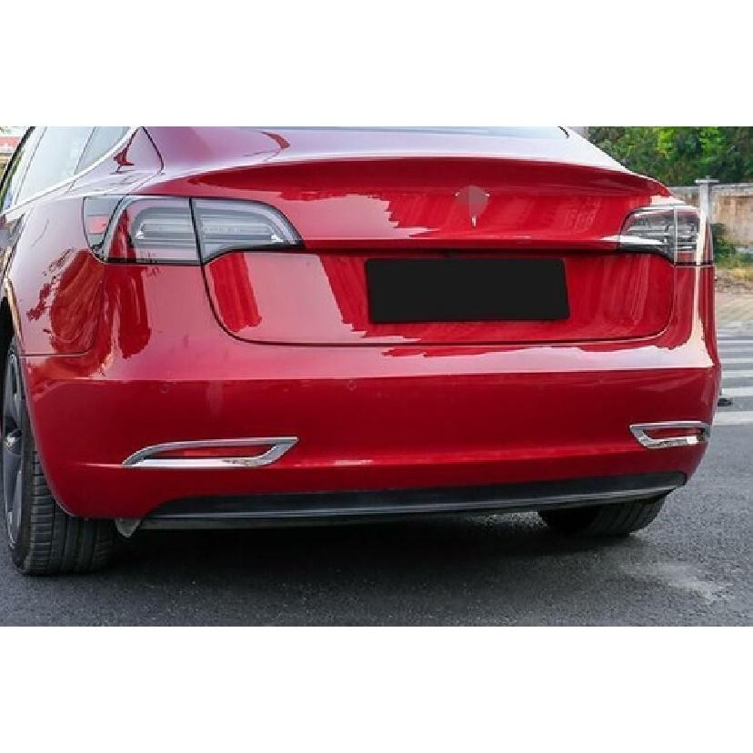 For Tesla Model 3 2017-2023 ABS Chrome Rear Bumper Fog Light Lamp Cover Trim 2pc