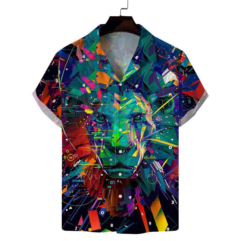 Hawaii short-sleeved Cuban collar 1116 European and American men's clothing octopus hand-painted splashing ink 1D printing summer new models