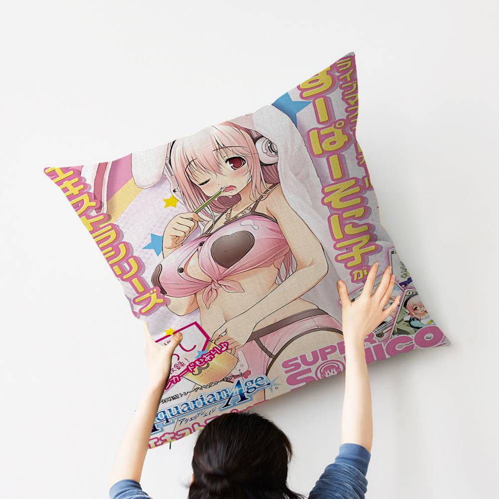 Beautiful Girl SUPERSONICO Pillow Anime Pillow Sofa Bed Head Pillow Cover Cushion Cover 45x45 cm Fashion