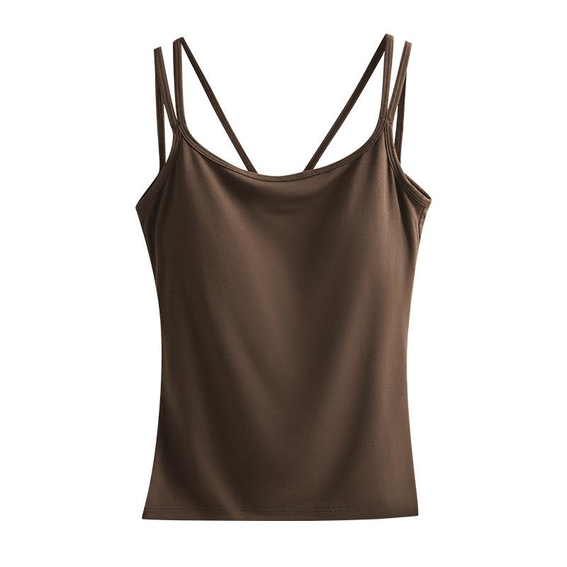 Cross-back Strappy Vest Women's Chest Pad Large-sized Modal Versatile Sleeveless Top