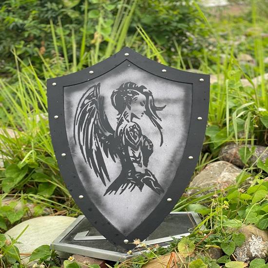 71.12 Cm Templar Shield Valkyrie Viking Shield Dark Angel Warrior Wooden Shield for Cosplay, LARP Best Gift