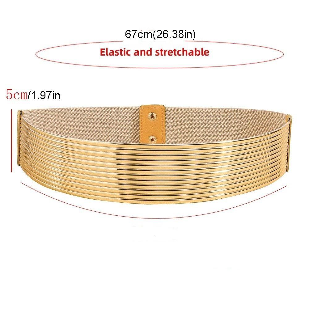 Simple Gold Women Waist Belt Silver Bright Waist Corset Belts Punk Thin Elastic Cummerbunds Stage Performance