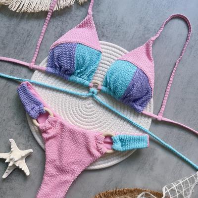 Costume da Bagno da Donna 2025 Bikini Spliced Nuovo a Colore Unico Costume da Bagno Diviso