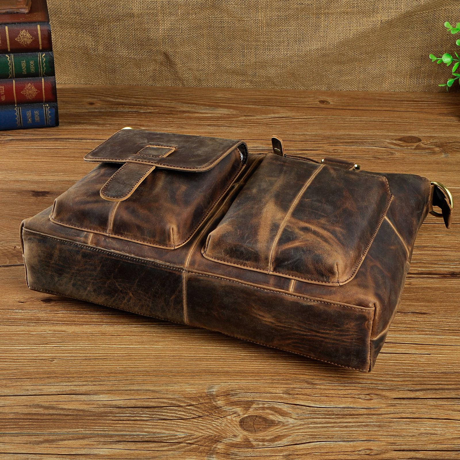 Мужской портфель из натуральной кожи темно-коричневого — фото 8