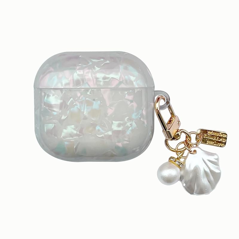 

AirPods 4 case 4th generation case air pods cover shell pearl aurora Apple Sparkling Fashionable cute shell with charm xiahuasm