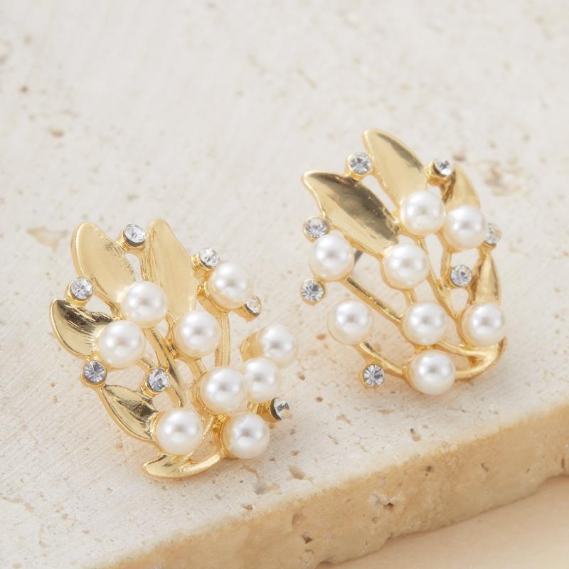 3 Pcs Rhinestone Imitation Pearl Earrings Necklace Set Two-piece Vintage Choker Accessory Light Luxury Jewelry Sets Wedding