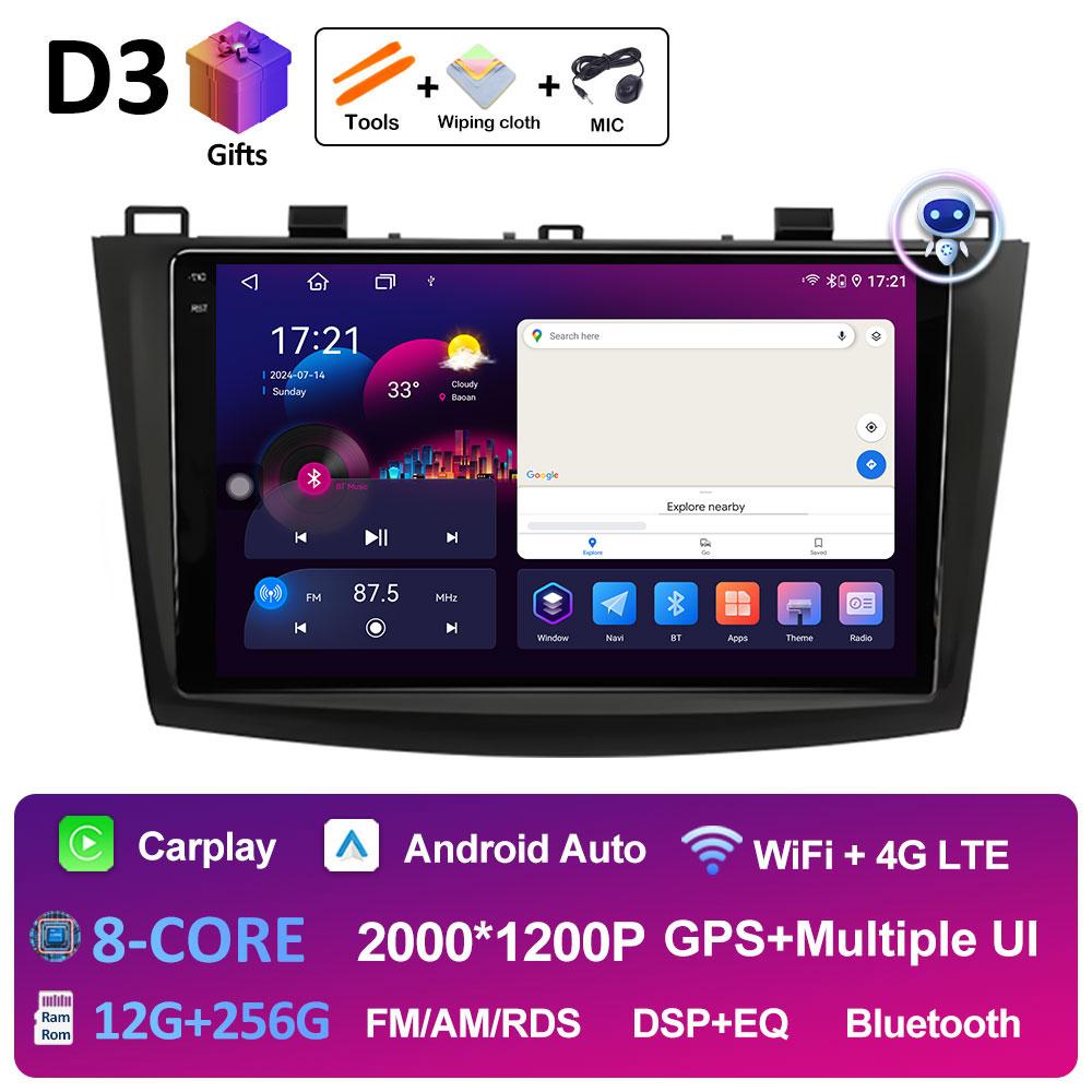 Player Multimedia Pentru Mazda 3 2009 2010 2011 2012 2013 Android Auto Ventilator de Răcire DSP Stereo Carplay Wireless Ecran QLED IPS WIFI