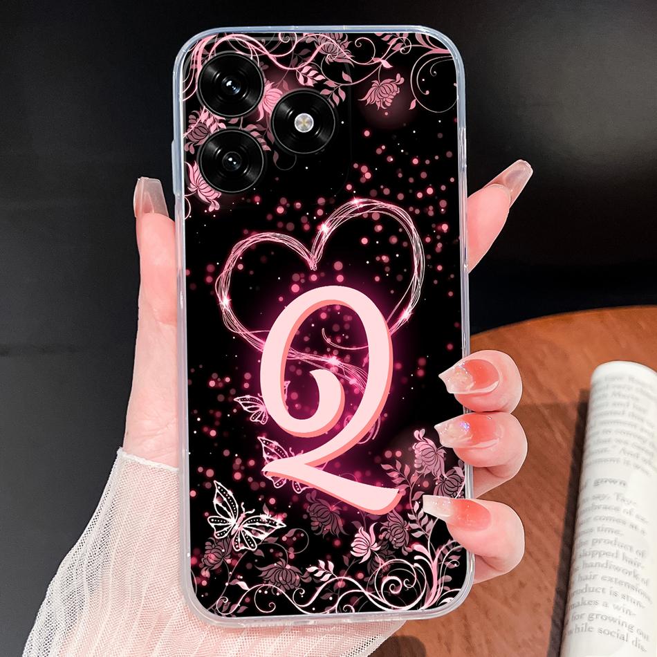 For Honor Play 10A 10T 9A 7T Phone Case Pink Heart Letters Soft Clear TPU Silicone Cover For Honor Play10 A 9 A Lightweight Capa