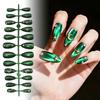 Fashion Press On Nail With Emerald Cats Eye Design Lightweight Full Cover Stick On Nail for Women Manicure