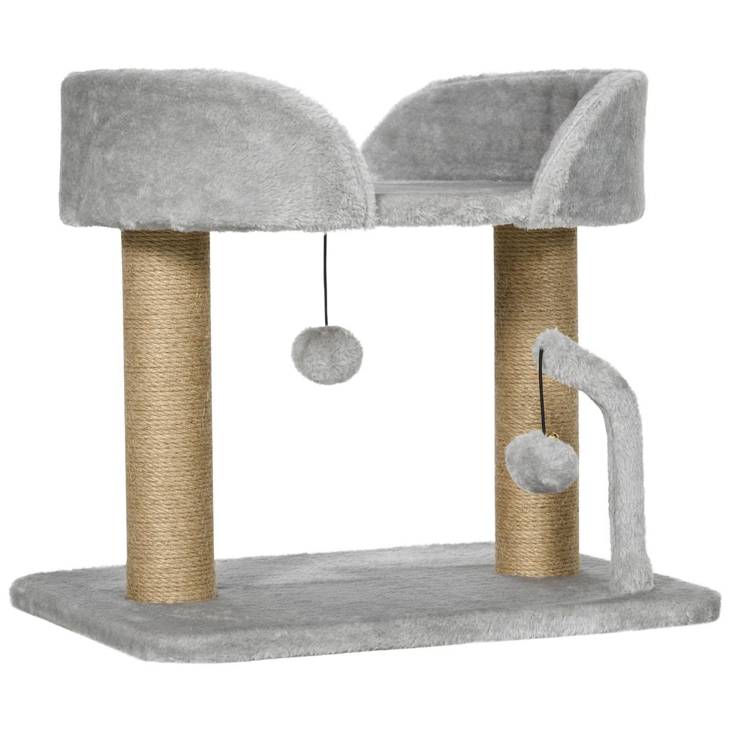 Cat Tree with Jute Scratching Post, Bed and Balls, 48x38x42 cm, Grey