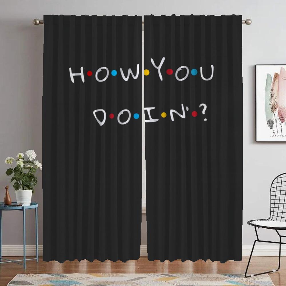 Friends Elegant Room Curtains 2 Pieces Home Interior Curtains for Camera Shades Halloween Decoration Window Curtain Partition