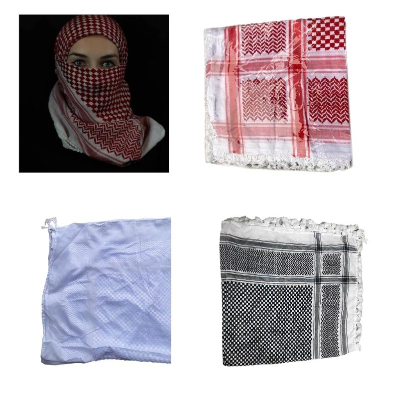 Palestine Man Scarf with Checkered Pattern Pray Turban for Men Windproof Scarf