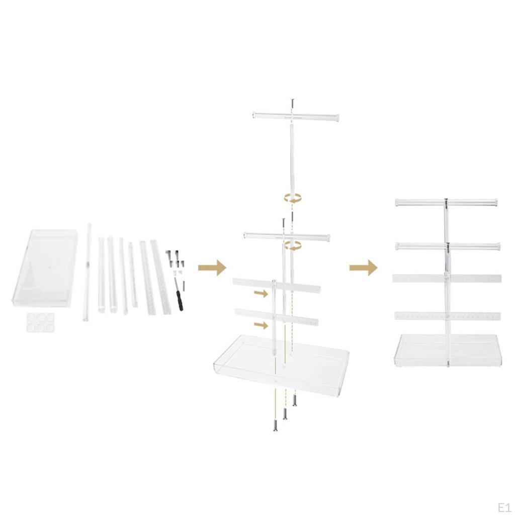 Jewelry Stand Organizer Transparent with Tray Home Decor Holder Shelf for