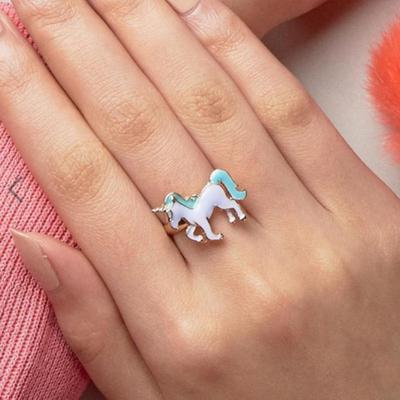 Schöne Cartoon Märchen Einhorn Emaille Frauen Mädchen Kinder Finger Ring Schmuck