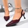 Fashion 2025 Spring Ankle Buckle Strap Women Pumps Designer Narrow Band Pointed Toe Thin Low Heels Dress Slingbacks Mule Shoes