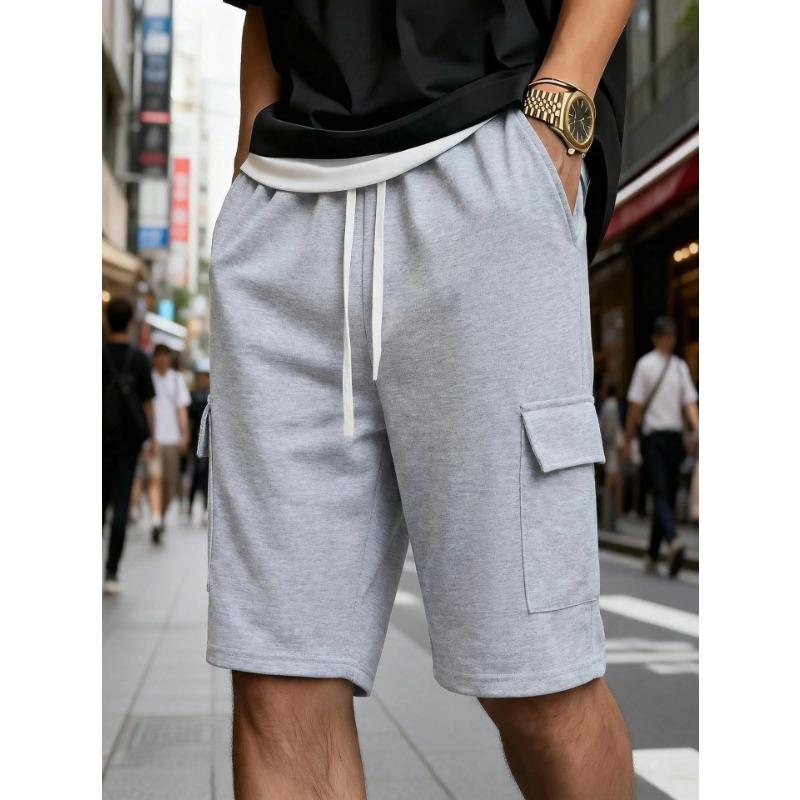 Mens Heather Gray Drawstring Waist Cargo Shorts S белый