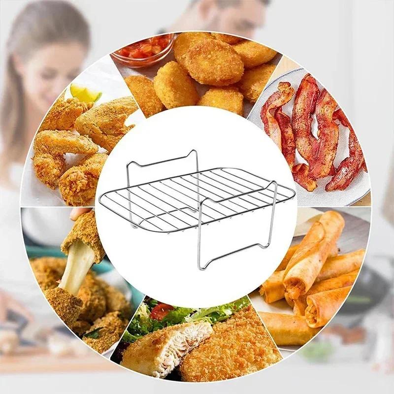 Griglia Friggitrice ad Aria per Cucina con Spiedini per Barbecue per Friggitrici ad Aria a Doppio Cestello Forno Microonde Cottura al Forno