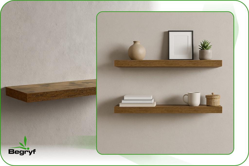 Półka Ciemny Brąz Zestaw 2 Sztuki Na Ścianę Do Salonu Begryf 60X20X3,8