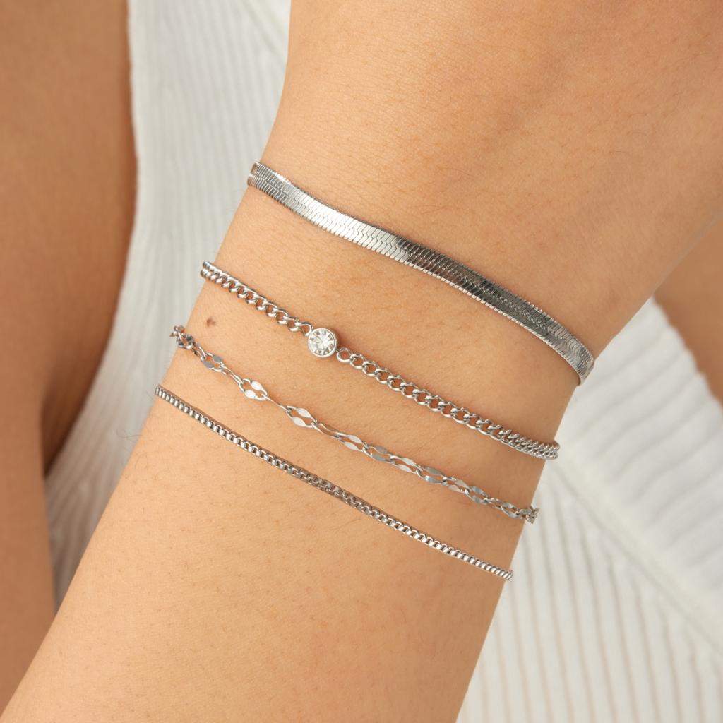 DIEYURO 316L Stainless Steel Concise Zircon Fashion Irregular Chain Stacked Bracelet Lady Trend New Hand Chain Classic Jewelry