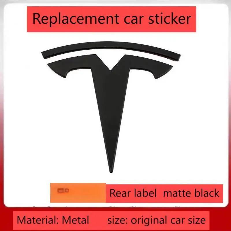 Metalowy Dla Tesli - Przedni emblemat samochodowy Emblemat tylnej klapy Bagażnika Pasuje do Modelu 3 Modelu Y wymiana logo przedniego i tylnego logo czernienie