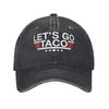 Vintage Funny Let's Go Taco America Baseball Cap for Men Women Distressed Denim Washed Headwear  Outdoor Activities Hats Cap