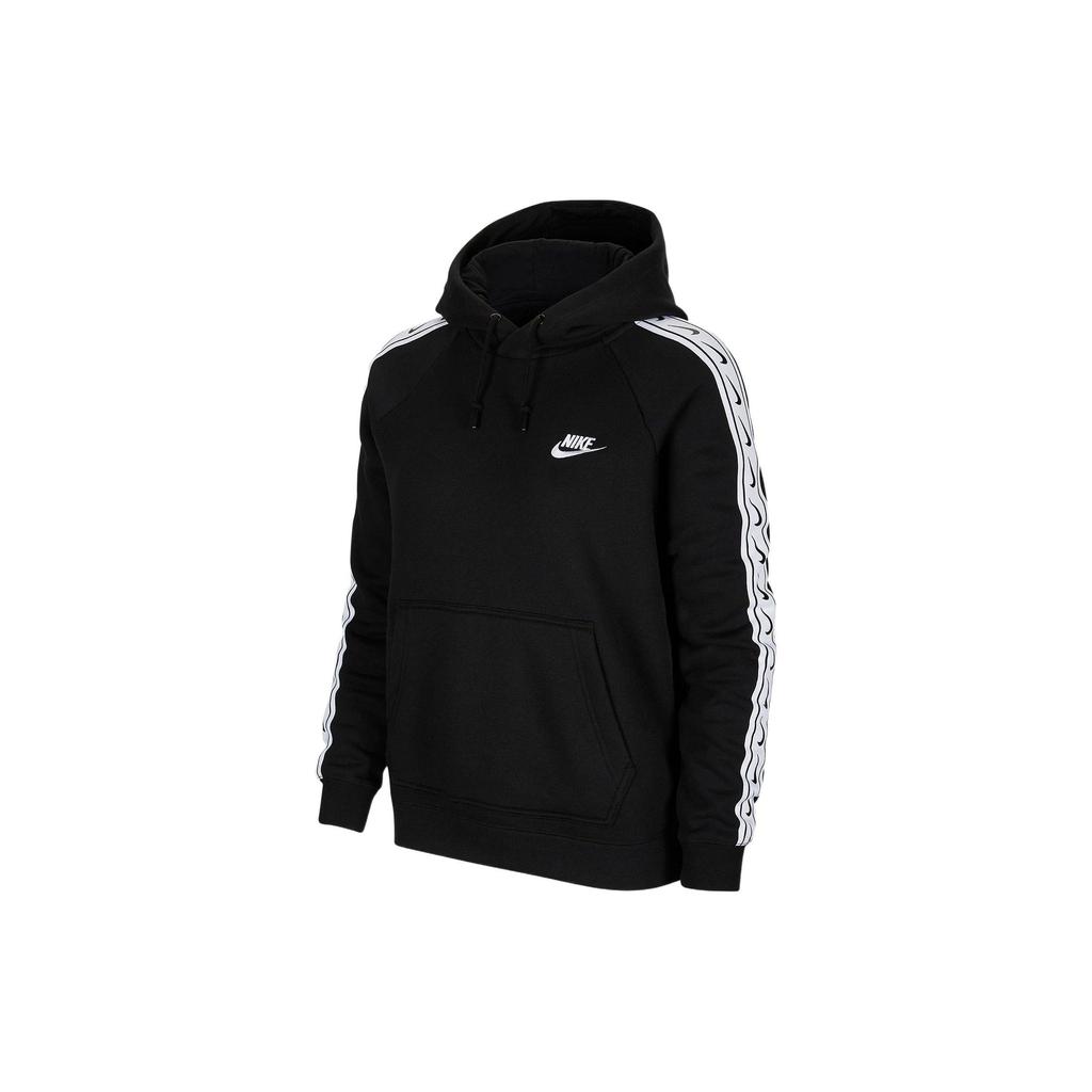 Nike Sportswear Contrast Logo Print Hoodie Pullover Long Sleeve Sweatshirt Women Tops Black CU9262-010