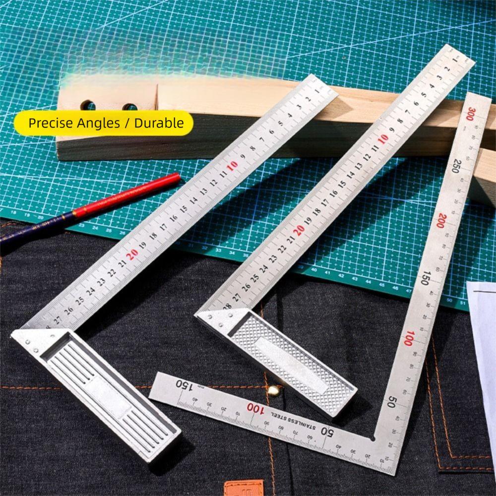 90 Degree Right Angle Steel Ruler Aluminum Handle L-Shaped Ruler Right Angle Turning Ruler  Gadget
