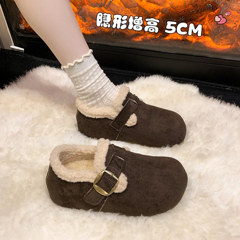 Winter new cotton slippers casual fashion Boken slippers vintage one-legged fur slippers