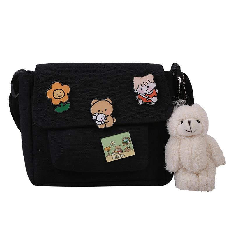 Süße kleine Canvas-Tasche für Damen im japanischen Harajuku-Stil, schräge Tasche, vielseitige Schultaschen für Mädchen, Taschen für Damen