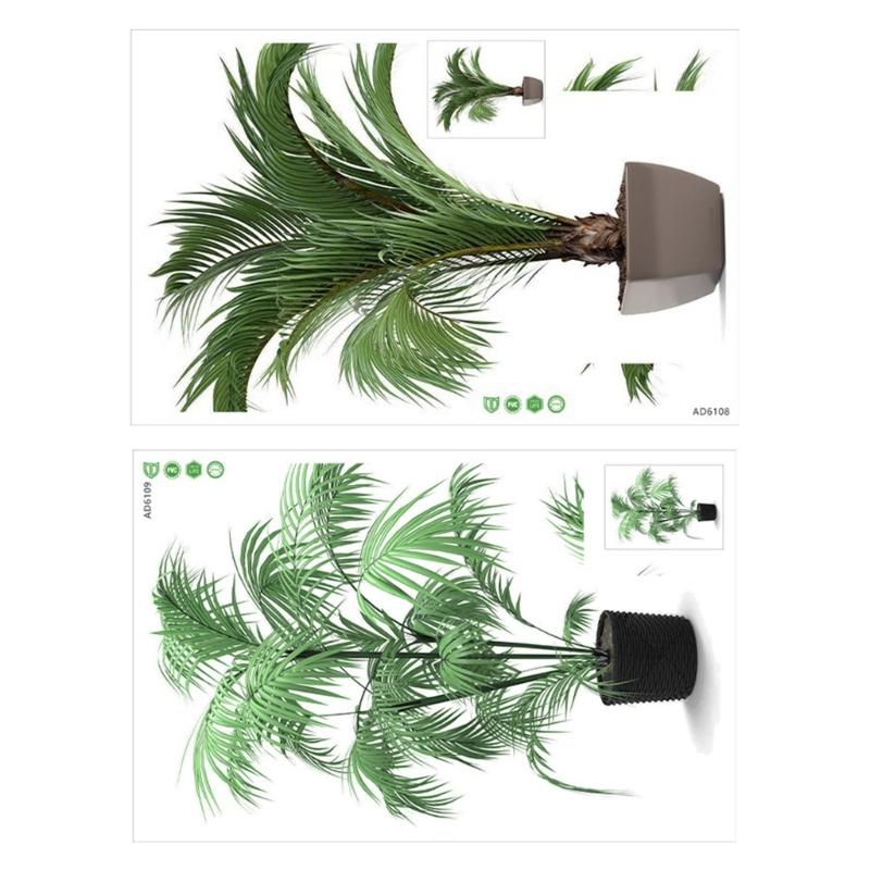 Simulation Greenery Potted Plant Wall Decal Easy Peeling and Stick Design Waterproof PVC Sticker for Indoor Space