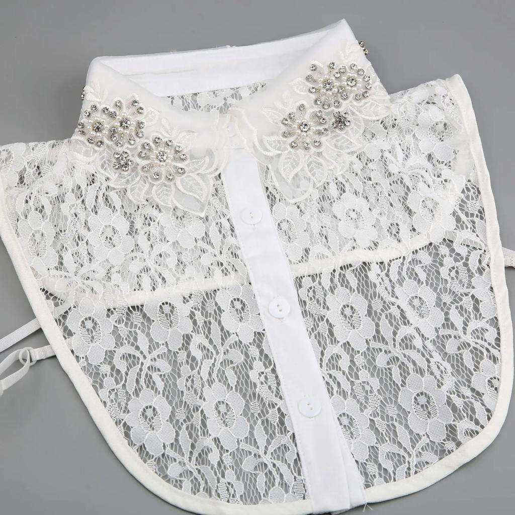 Chiffon Revers Falscher Kragen für Damen Abnehmbare Kragen Halbes Hemd Bluse Oberteile Abnehmbarer Faux Col Weiblich Nep Kragie