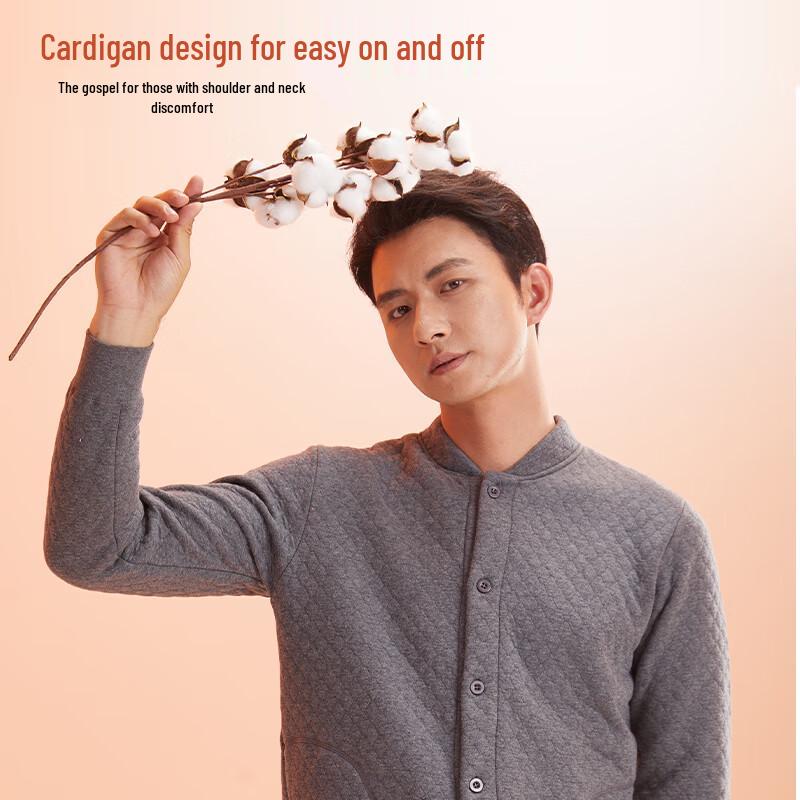 Hengyuanxiang Men's 10A Antibacterial Air Cotton Fleece Thermal Set