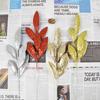 6-Leaf Gold Glitter Olive Branches Christmas Tree Wreath Garland Decorative Stem