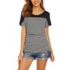 Women Maternity Short Sleeve Striped Layer  T-shirt Top For Breastfeeding