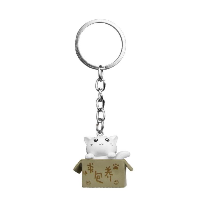 Cute Carton Cat Charm Keychain Mini Animal Keyring Bag Pendant Couple Car Keyholder Backpack Decoration for Women Girl