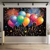 2D Colorful Balloon & Fireworks Backdrop for Birthday & Party Photoshoot