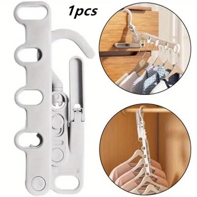 1Pc Five Holes Clothes Hanger Folding Thickened Household Mobile Telescopic Hanger Multifunctional Travel Clothes Drying Rack
