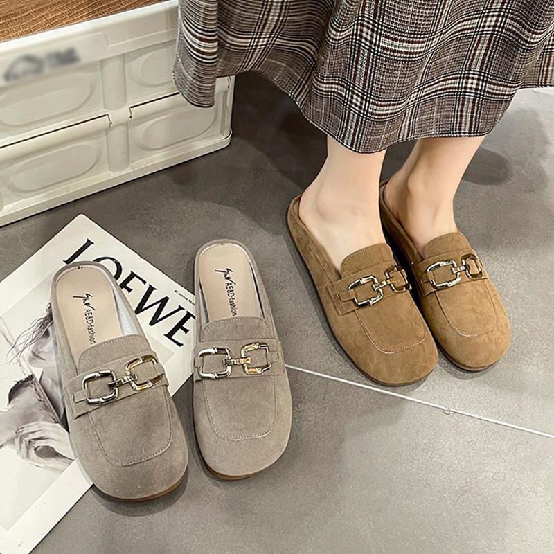 Women's Summer Slippers 2024 Luxury Elegant Artificial Leather Shoes For Women Comfortable Barefoot Outdoor Low Heels Slipperrs