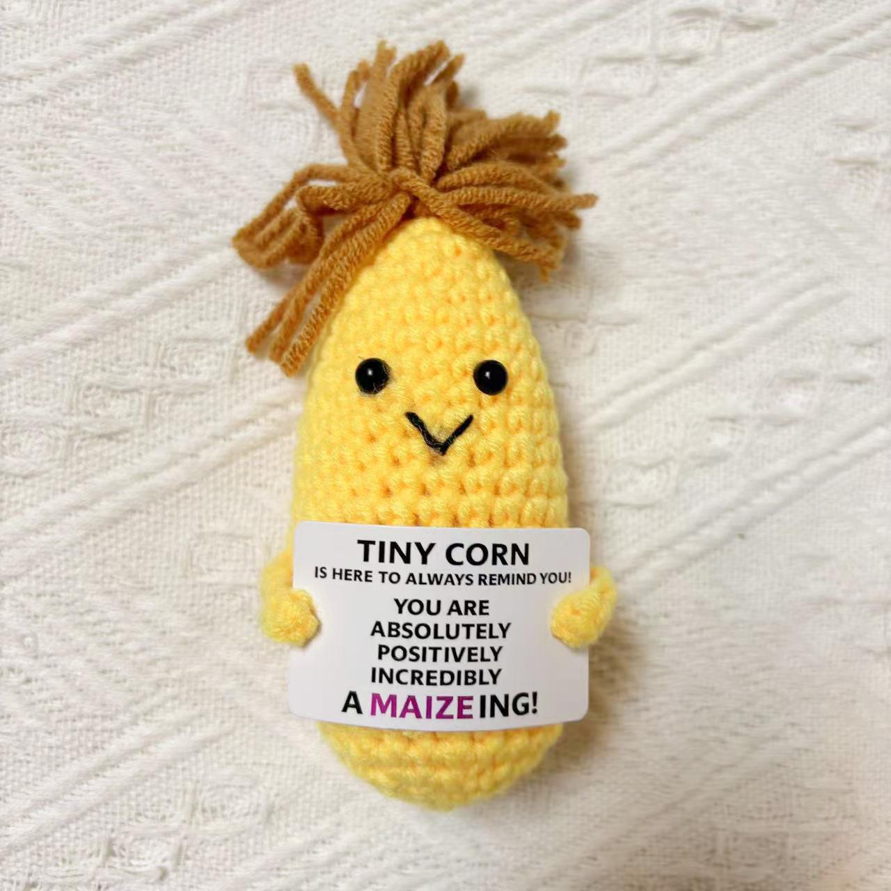 

Funny Crochet Corn Doll Ornament Home Room Decoration Handmade Knitted Positive Energy Corn Doll With Card Christmas Party Gift